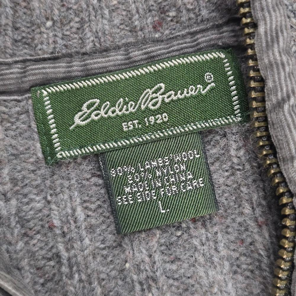 Eddie Bauer Mens Wool Blend Ribbed 1/4‎ Zip Mock Neck Sweater Pullover Large - Picture 5 of 6
